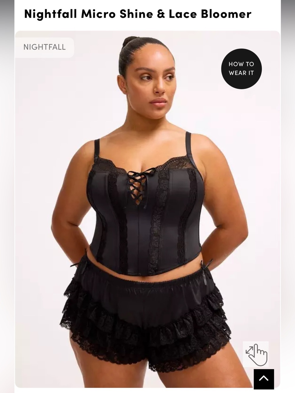 torrid Nightfall Black Lace Corset & Ruffle panty
